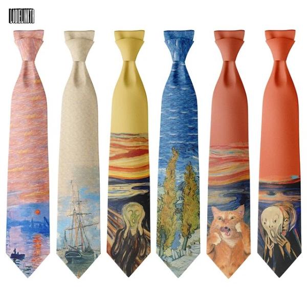 Fashion 8cm Wide Polyester Ties Oil Painting The S...