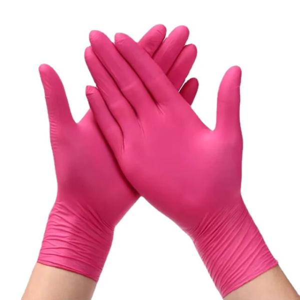ピンクの使い捨てニトリル手袋,ラテックス,100パック,医療検査用,家庭用食品,美容院