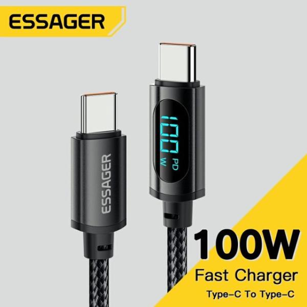 Essager-USB Type-C急速充電ケーブル,100W,PD,Xiaomi用USB C急速充...