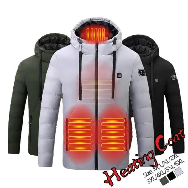 屋外4ゾーン自己発熱暖かいジャケットスマート加熱フード付きジャケット耐寒綿が詰めジャケットusb安全...