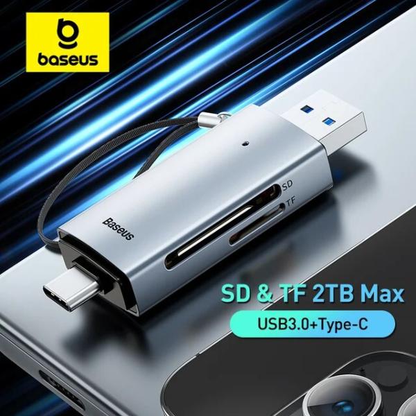 Baseusカードリーダーusb c &amp; USB3.0 sdマイクロsd tfメモリカードデバイス1...