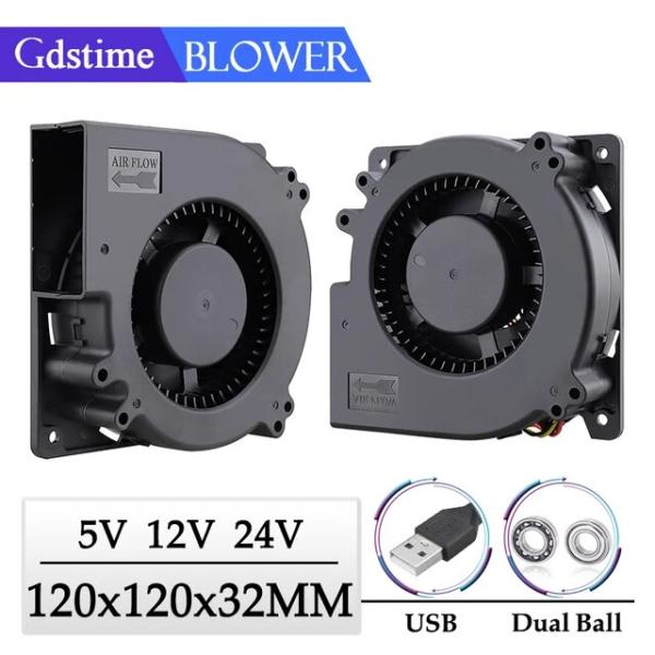 Gdstime-ターボブロワー用エアファン,寸法120mm,5v 12v 24v,寸法120x120...