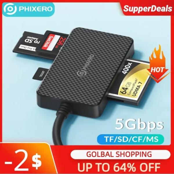 99%OFF PHIXERO USB 3.0 タイプ C 4 in 1 カードリーダーメモリスマート...