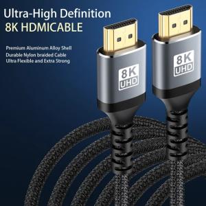 Hdmi-充電ケーブル8k/60hz,hmdi 2.1,カーウィーブケーブル,48gbps,hdtv...