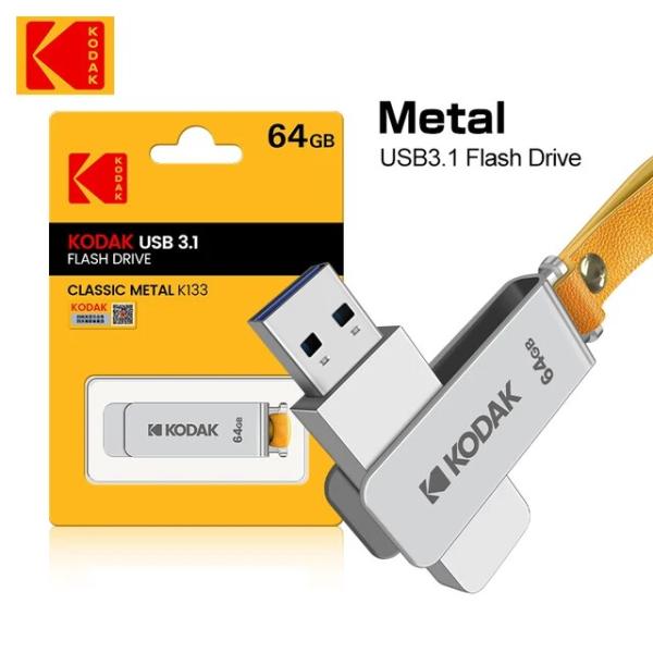 Kodak-回転金属USBフラッシュドライブ,防水ペンドライブ,64GB, 128GB, 256GB