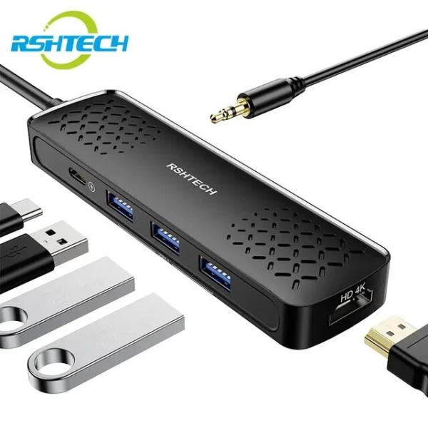 Rshtech-USB cマルチポートアダプター,t01,t01,type-cドングル,4k,hdm...