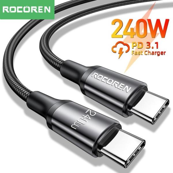 Rocoren-USB Type-Cケーブル,240W,3.1 W,急速充電ケーブル,macbook...