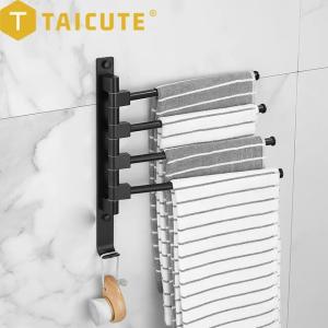 Taicute-可動式タオルホルダーラック、壁ハンガーフック付き黒ハードウェアセット、アルミニウム製...