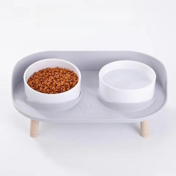 ABS Plastic Double Bowls Water Food Bowls Prevent ...