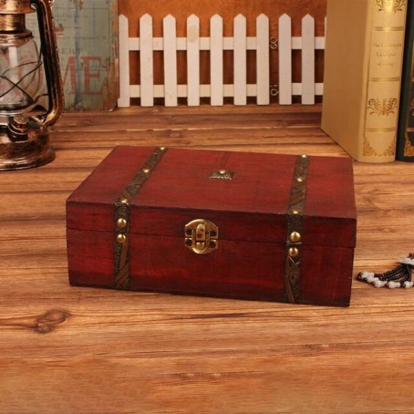 クラシックな木製の収納ボックス,レトロな宝物オーガナイザー,海賊のジュエリー,収納ケース