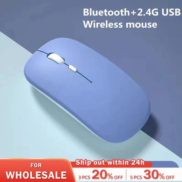 マカロン充電式ワイヤレスBluetoothマウス2.4g USBマウスAndroid用Windows...