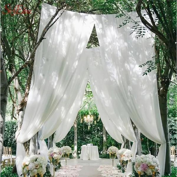 カーテンオーガンザの結婚式の装飾用の透明なシルクの花,48cm x 5m,チュールの要素,パーティー...