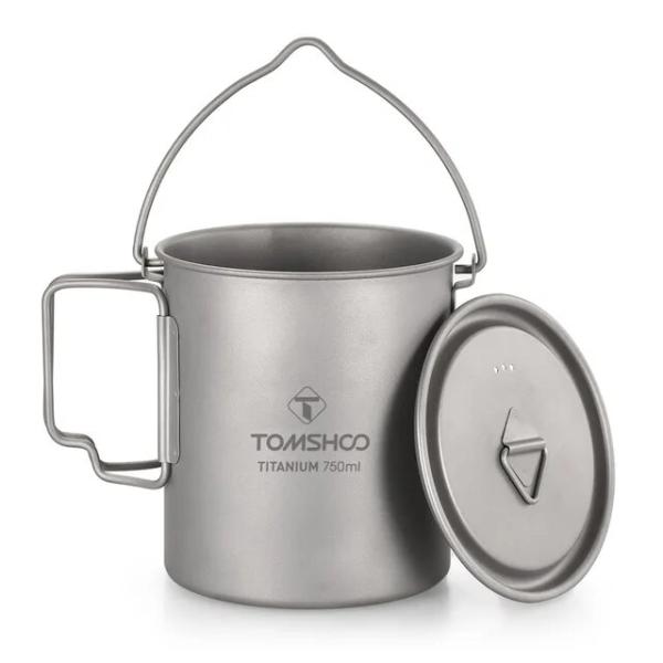 Tomshoo-超軽量チタンマグ,750ml,コーヒーまたは紅茶用,キャンプ用ポット,屋外食器,ピク...