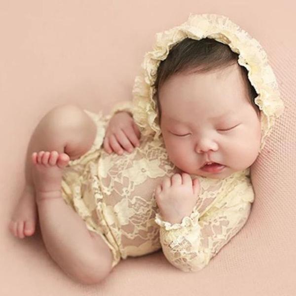 ?新生児写真アクセサリー,帽子とロンパース2ピース/セット,女の赤ちゃんの写真撮影アクセサリー