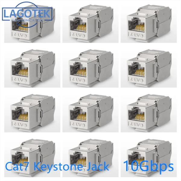 Keystone rj45コネクタ,cat 6a/7,亜鉛合金,シールド付き,10gbネットワークア...