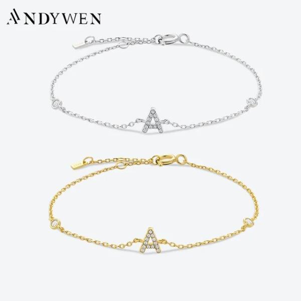 Andywen-女性用スターリングシルバーブレスレット,ネックレス,925スターリングシルバー,キュ...