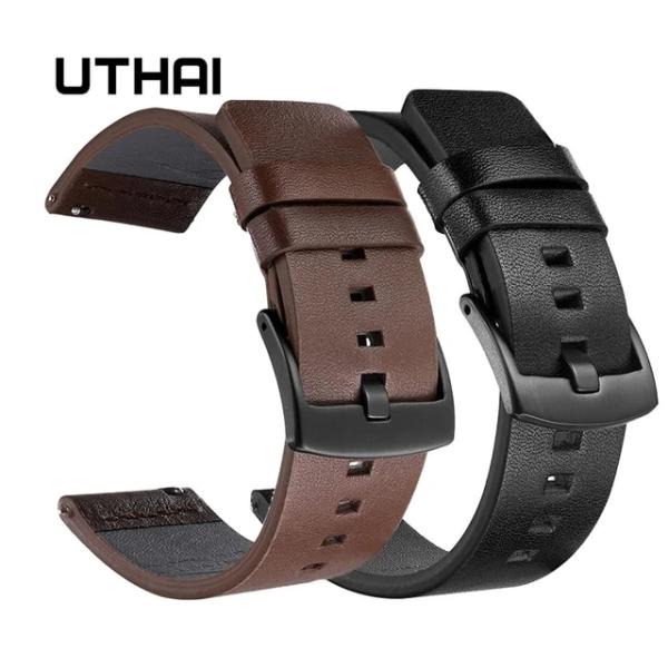 Uthai-samsung galaxy watch 42 46mm gear s3用の本革時計スト...