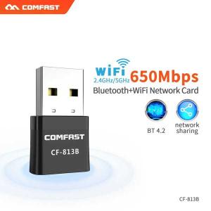 デュアルバンドワイヤレスアダプター wifi bluetooth 650Mbps 5GHz ミニレシーバー ドングル PC/ラップトップ用のwifiネットワークカード｜itesa