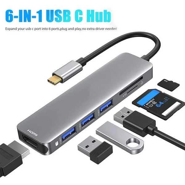 Usb cハブmacドングルアダプタタイプcドッキングステーションUSB-C hdmi sd/tfカ...