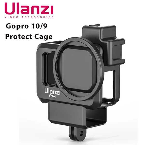 Ulanzi-GoProヒーロー用プラスチックカメラケージ、ブラックハウジングケース、マイクと詰め替...