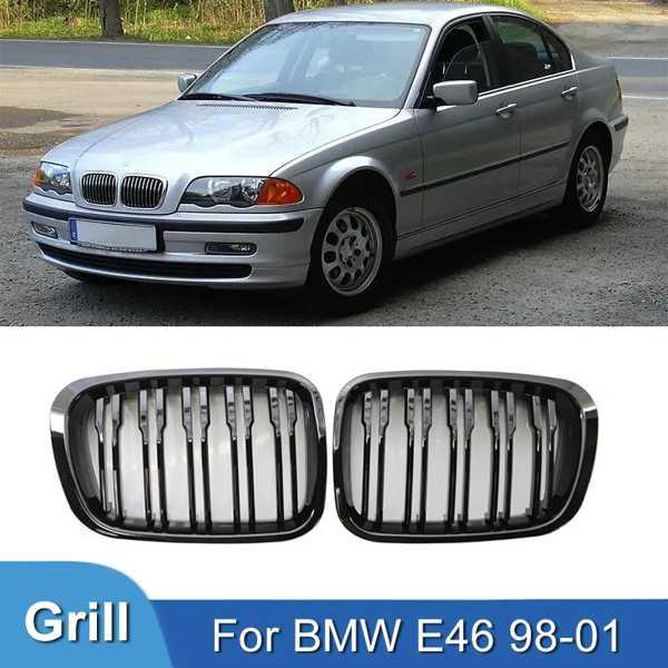 車のフロントバンパー BMW 3シリーズ用の光沢のある黒いレーシンググリル e46 4ドア 4d 4...