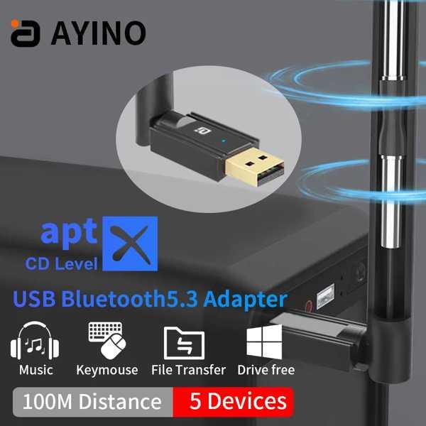 Ayino-Bluetooth 100 USBドングル aptxアダプター ワイヤレススピーカーキー...