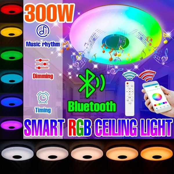 Bluetoothスピーカー内蔵のRGBLEDシーリングライト 室内装飾ライト モバイルアプリケーシ...