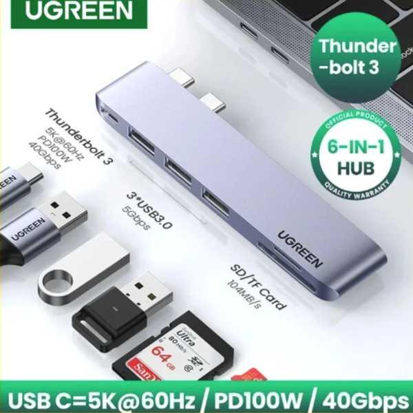 アダプタータイプUGREEN-USBハブ、thunderbolt3アダプター、sd、tf for m...