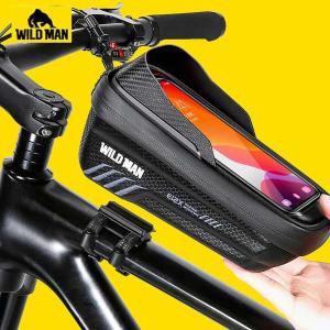 ワイルドマン-自転車フレームバッグ 防水電話ケース 7インチのタッチスクリーン アクセサリー