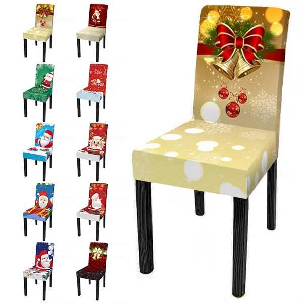 クリスマスの装飾的な椅子カバー 伸縮性のある椅子カバー キッチン ダイニングルーム用