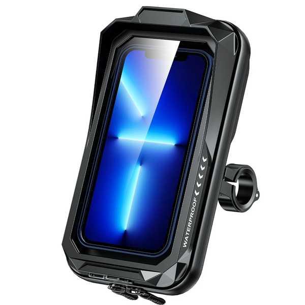 携帯電話ホルダー付き防水バイクケース iPhone 12 13 14用ハンドルバー配置 Samsun...