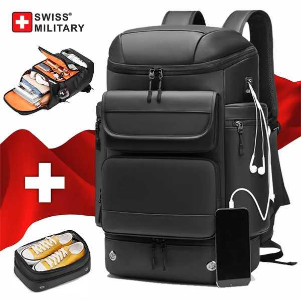 スイスミリタリー-男性用大容量トラベルバックパック、アウトドアスポーツバッグ、防水ラップトップバック...