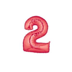 メタリックレターバルーン 通販 激安 レッド 数字 2 40