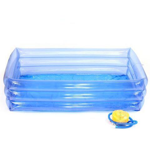 青透明ビニールプール　角型　足踏みポンプ付き　（100cm角型）  〔縁日 イベント〕