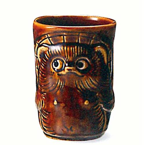 信楽焼　信楽狸（あめ釉）フリーカップ【贈答　プレゼント　陶器　フリーカップ　タンブラー　湯呑】