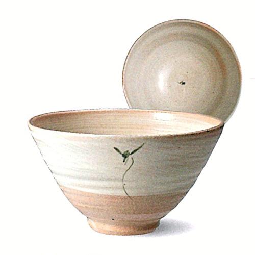 信楽焼　花紋（緑）飯碗　【贈答　プレゼント　陶器　ご飯茶碗】
