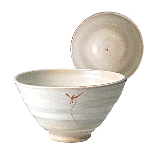 信楽焼　花紋（赤）飯碗　【贈答　プレゼント　陶器　ご飯茶碗】