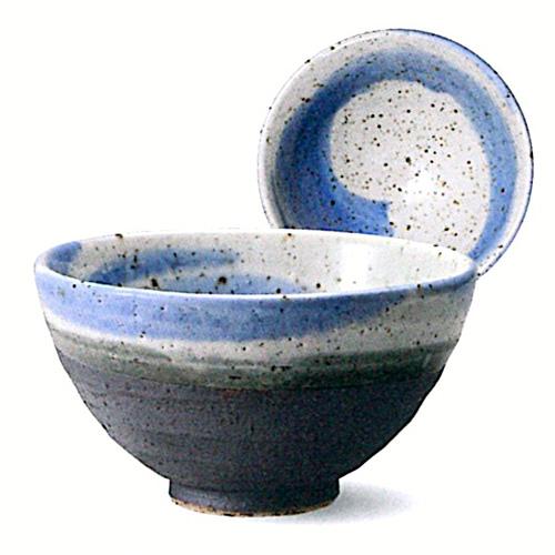 信楽焼　うずら（青）飯碗　【贈答　プレゼント　陶器　ご飯茶碗】