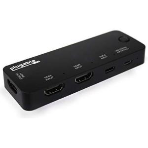 Plugable HDMI 分配器 USB-C ポート付 計 3 台の入力を HDMI 4K ディスプレイ 1 台に切り替えて出力
