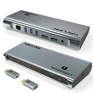 WAVLINK デュアル4K@60Hz シングル8K@30Hz DP/HDMI Thunderbolt3ドッキングステーション 60WPD充電 バスパワー USB3.0 USB-C DP-HDMI
