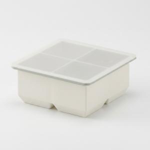 蓋付き製氷皿、家庭用キッチン用小型正方形製氷型、食品グレードシリコン製製氷機、ホワイト、4グリッド