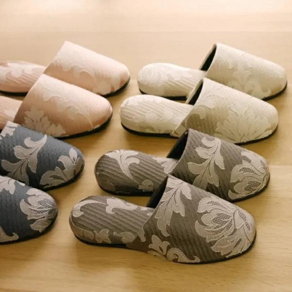 スリッパ 来客用 おしゃれ メセナ 日本製 華やか 通年用 豪華 刺繍 葉柄 高級感 北欧風 オフィ...