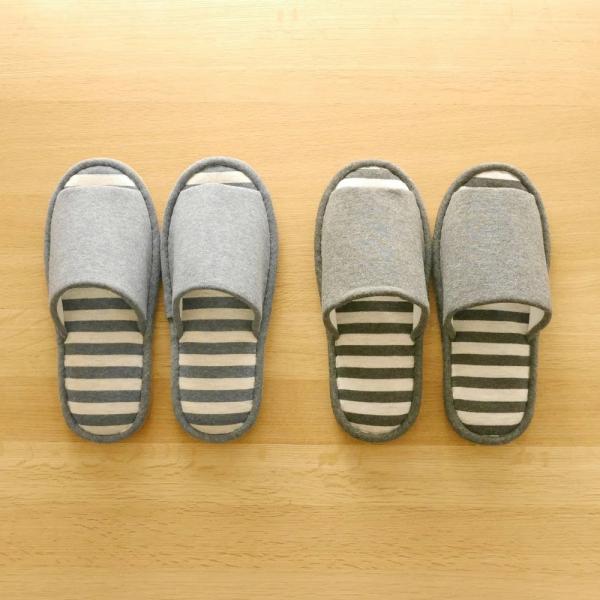 【daily ルームシューズ】洗濯機で洗える ウォッシャブルボーダー L メンズサイズ　大きいサイズ...