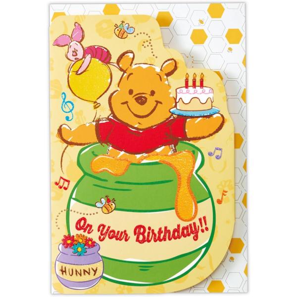 ホールマーク オルゴールカード 誕生お祝い ディズニー プー 843-946 カットハチミツ