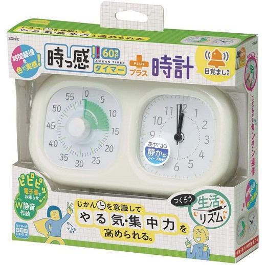ソニック 時っ感タイマー トキ・サポ 時計プラス 時間の経過を実感 アイボリー LV-3521-I
