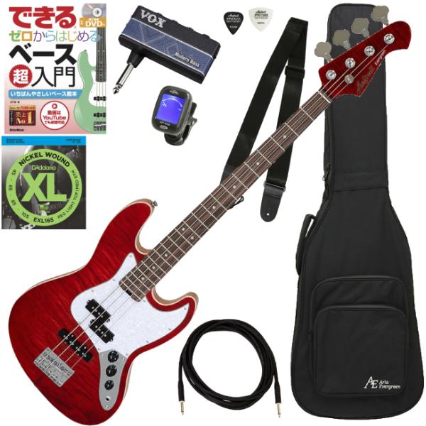 調整済で弾きやすい Aria Pro II / STB-AE200 SR エレキベース初心者セット