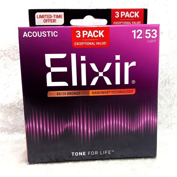 お得な Elixir NANOWEB Light(.012-.053) BRONZE×3set 数量...