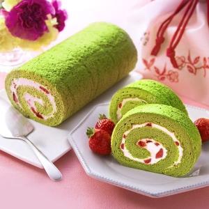 チョギフト お菓子  抹茶スイーツ (巾着)つぶつぶ苺抹茶ロール 宇治玉露一煎セット 送料無料 § 京都 お土産 お彼岸 お供え