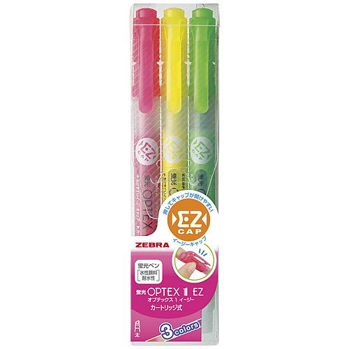 ゼブラ　蛍光オプテックス1 EZ 3色WKS11-3C