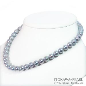 グレー系無調色あこや真珠パールネックレス＜7.5〜8mm＞N-12773 : 糸川
